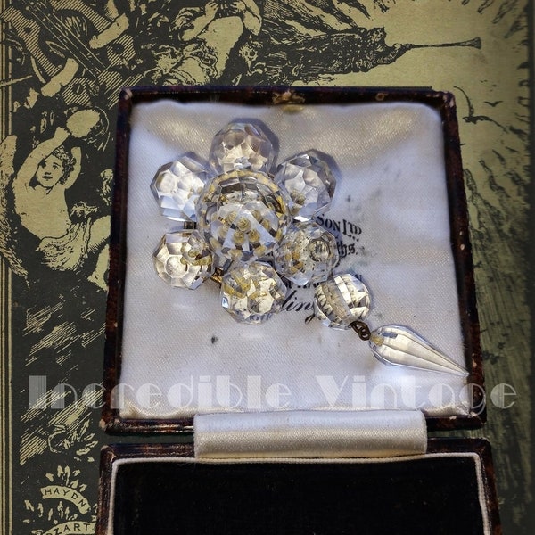 Antique Georgian HALLEYS COMET Rock Crystal Brooch Rare Unique Pin Collector Bridal Jewellery Heirloom