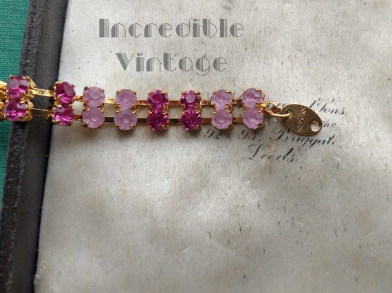 Vintage AVON Jewellery SIGNED Pink Rhinestone Bra… - image 9