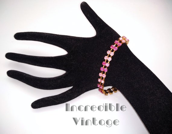 Vintage AVON Jewellery SIGNED Pink Rhinestone Bra… - image 4