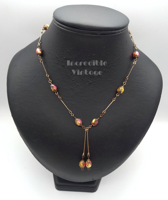 Antique Art Deco Venetian Czech Foil Glass Beads … - image 7