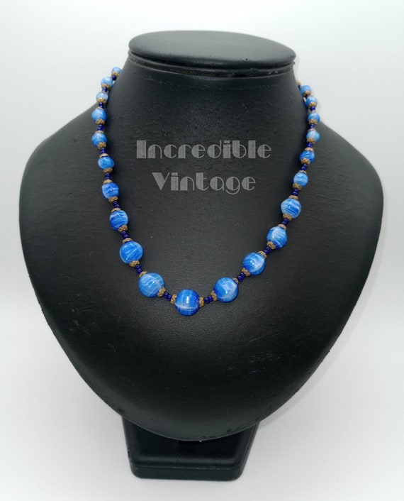 Antique Art Deco Bohemian Lapis Cobalt Blue Poure… - image 3