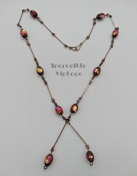 Antique Art Deco Venetian Czech Foil Glass Beads … - image 8
