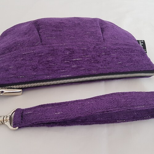 Siuro Clutch - purple outlet lurex clutch bag - boho chic wristlet purse - vegan handbag - purple chenille fabric clutch - Siuro Purple Lurex