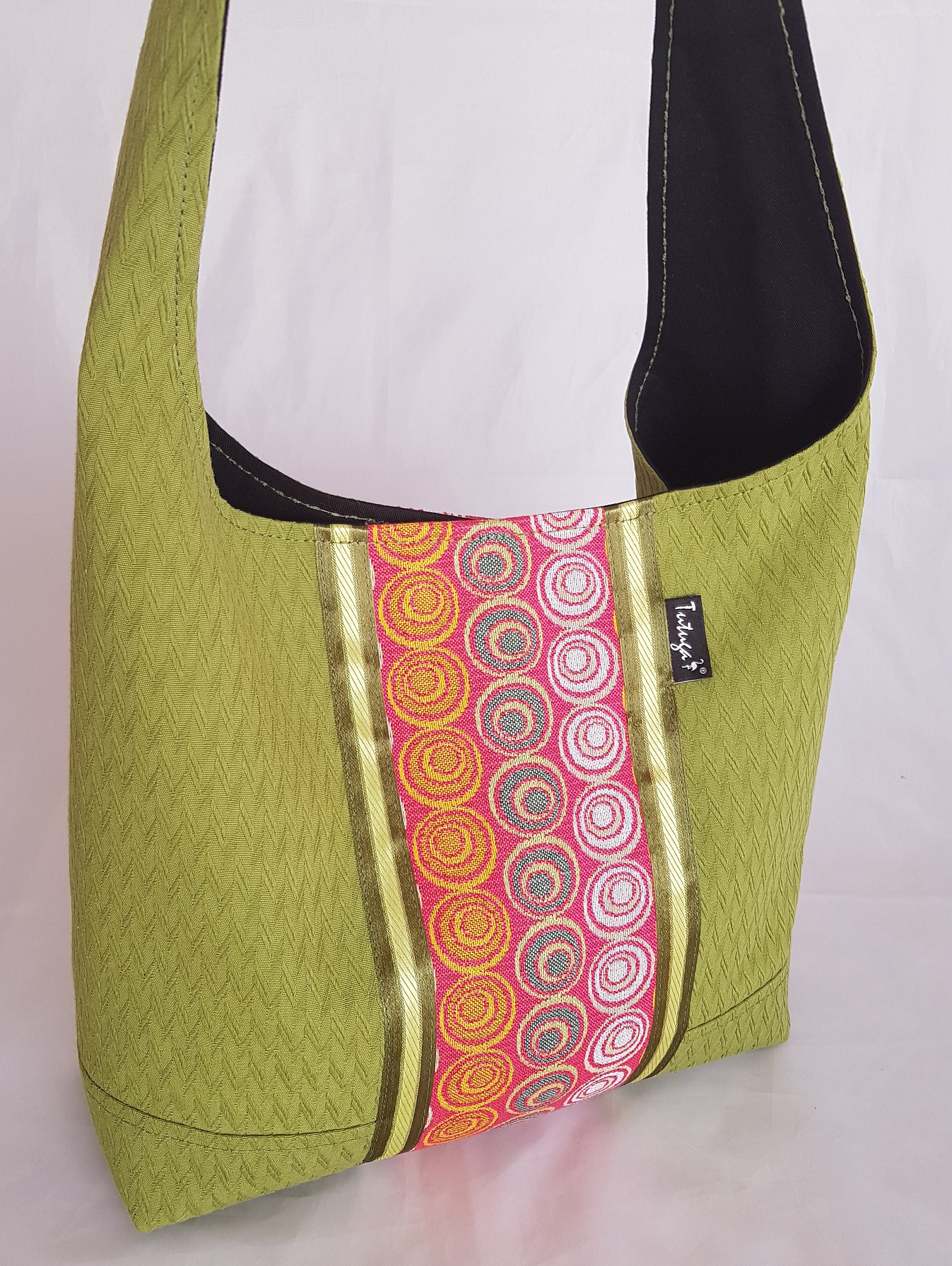 Inari Crossbody Bag Moss Green Hobo Bag With Accent Stripe Etsy UK