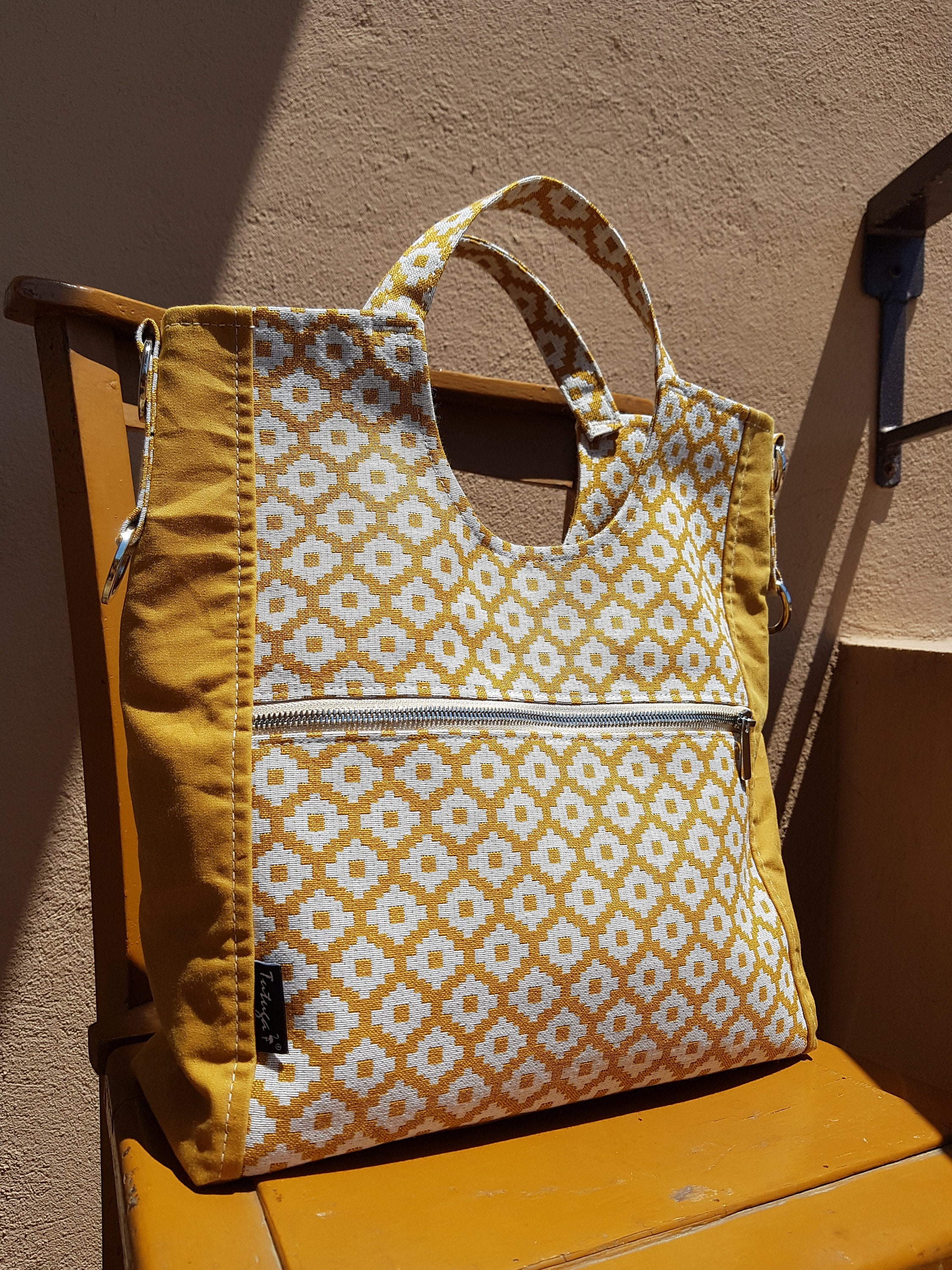 Liminka Crossbody Bag / Handbag With Oilcloth Inserts Tapestry Fabric ...