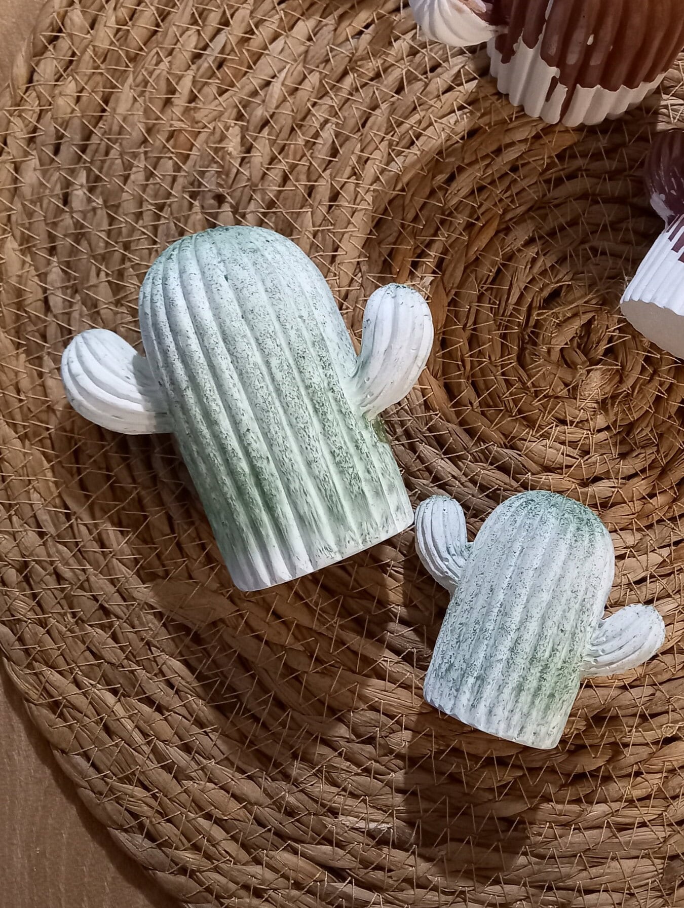 Lot De 6 Boutons Fantaisie Cactus 22mm Avec Attache Dos - Vert, Pour Créations Artisanales