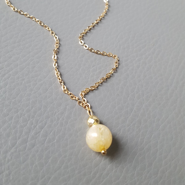 collier Citrine pierre naturelle gold filled femme - collier perle citrine or rempli collier argent fait main chakra France Cadeau femme