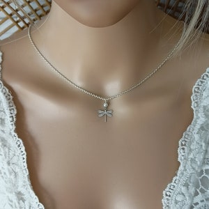 Dragonfly necklace silver pearl woman wedding necklace - chain necklace fine customizable handmade jewelry insect stainless steel