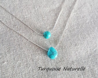 ensemble bijoux - colliers multi-rangs - colliers pierres naturelles turquoise goutte colliers superposés minimaliste argent France