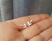 Ear-cuff earrings contoured lobes earchips climbing foliage branch silver branch 925 Neuves gift for Christmas birthday