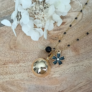 Bola pregnancy gold filled flower enamelled future mom gift pregnant woman necklace jewel woman bola musical ball harmony stainless steel France