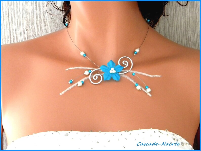 adornment jewel flower Suzie turquoise white bride ALU silver Pearl wedding