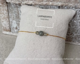 Labradorite Gold-filled stone bracelet woman, Semi precious bracelet, Natural stone jewelry, gift for friend woman