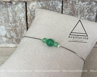 Aventurine Bracelet pierres femme,bracelet argent 925 pierre semi précieuse, Bijou pierres, Pierre de protection, Cadeau pour amie