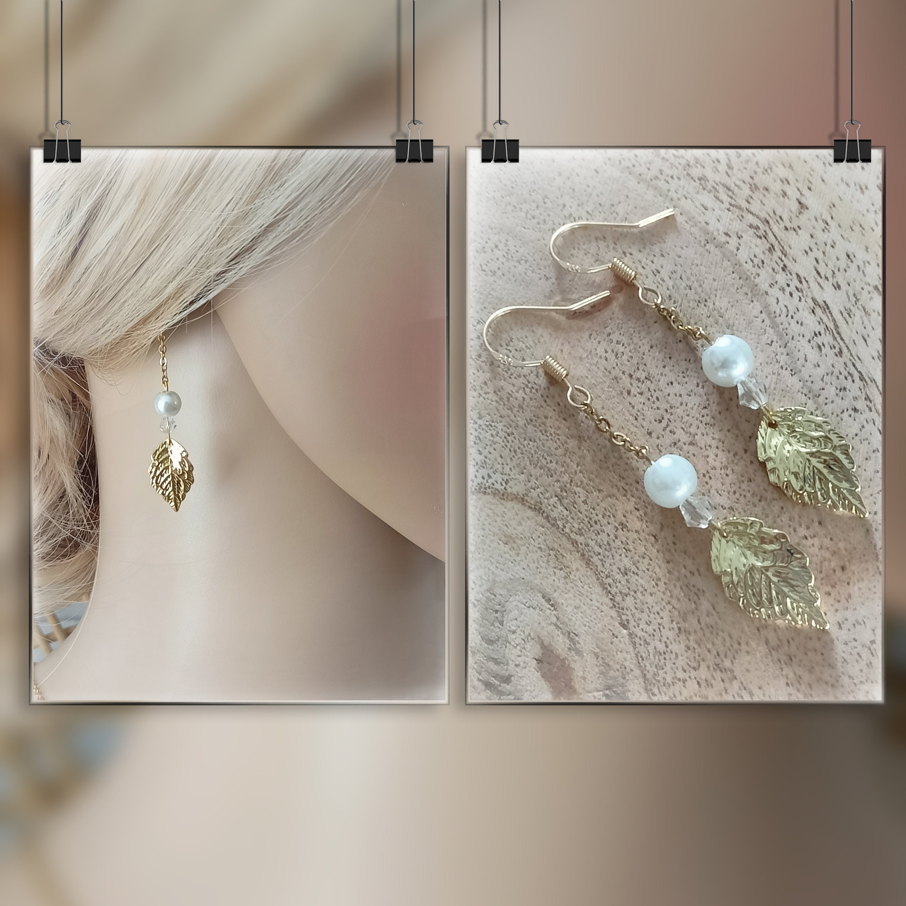 Boucles D'oreilles Pendantes Goutte - Blanc Nacré Argenté - Fait Main En France - Idéal Mariage