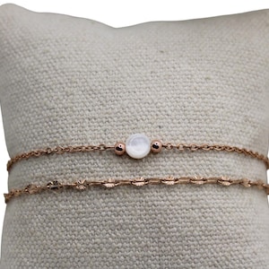 Women&#39;s stainless steel bracelet duo multi-row bracelets women&#39;s jewelry Curb chain bracelet fine jewelry rose gold chain handmade France