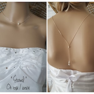 Back necklace - Eternal - stainless steel rose gold ivory - bridal back necklace - neckline - backless necklace - wedding necklace - fine necklace