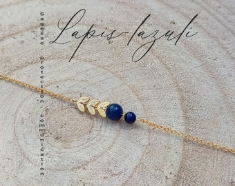Lapis-Lazuli bracelet stainless steel genuine natural stones for women, semi-precious stone bracelet, Jewelry Gift for friend