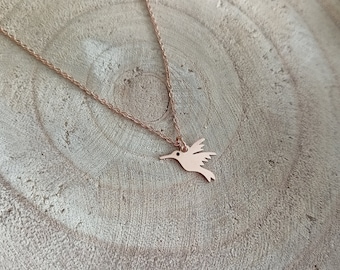 Hummingbird necklace stainless steel rose gold - bird jewel nature bird jewel rose gold made in France