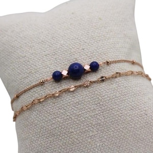 Women&#39;s stainless steel bracelet duo multi-row bracelets women&#39;s jewelry Curb chain bracelet fine jewelry rose gold chain handmade France