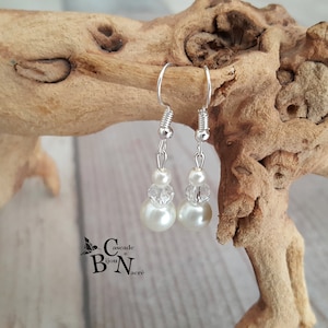 boucles d'oreilles mariage - cristal ivoire - boucles mariée - puces mariage perles nacrées made in France