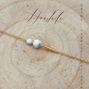 Howlite bracelet, natural stone bracelet for women, semi-precious stone bracelet, stone jewelry, stainless steel, gift for girlfriend