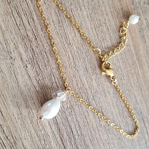 Gold stainless steel drop bracelet - "Éclat" white gold bridal bracelet - fine chain - fine chain wedding bracelet - crystal France