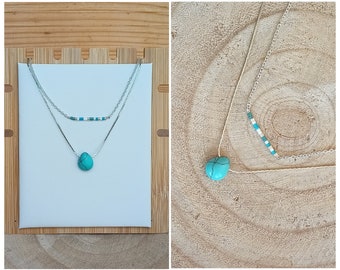 ensemble bijoux goutte turquoise miyuki colliers multi-rangs collier argent 925 colliers superposés minimaliste collier  rangs fait main