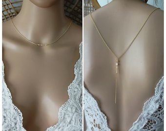 Collier de dos perles femme miyuki acier inoxydable collier mariée perles Subtile blanc doré chaine collier mariage France bijou femme