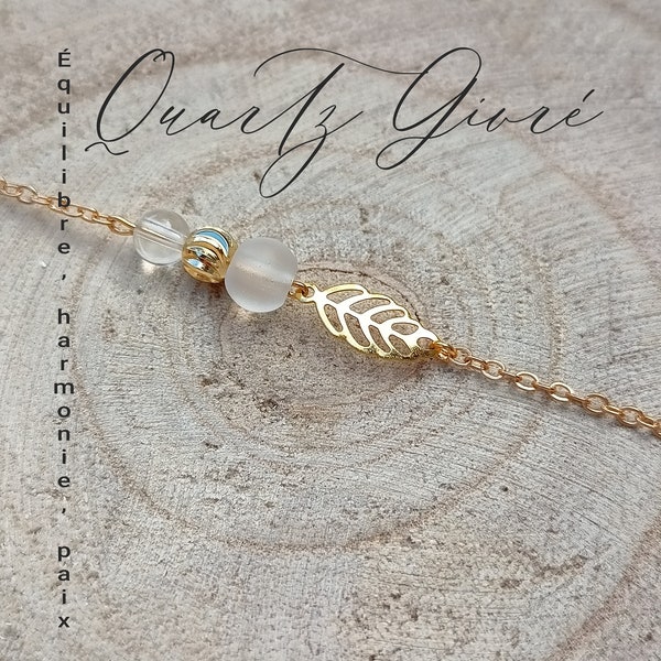bracelet quartz pierres femme, Bracelet cristal de roche Gold-filled précieuse, Bijoux pierres naturelles, chaîne cadeau pour amie femme