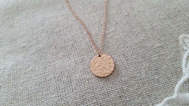 Pink gold necklace filled necklace hammered medallion woman Gold-Filled necklace gold women/'s necklace overlay jewel gift woman France