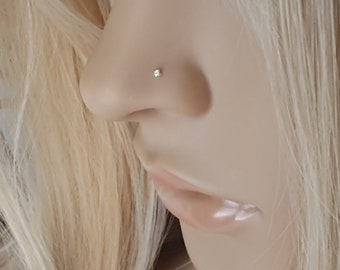 Nose piercing stainless steel zirconium tiny crystal set swarovski 1.5 mm diameter ultra flat head nose piercing stud France