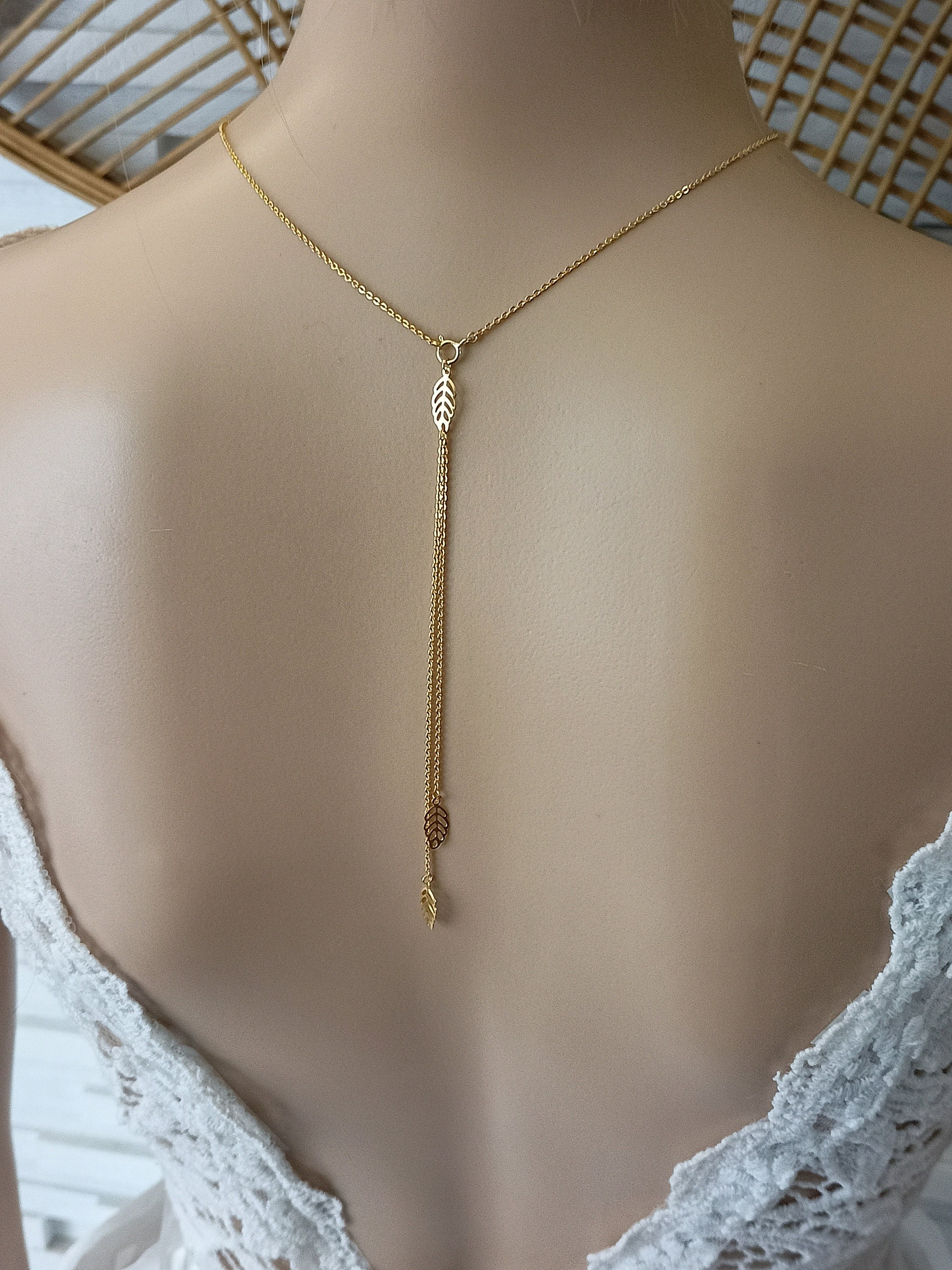Collier pendentif Femmes feuille or chaîne de pull - Achat / Vente