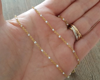 Chaîne De Cheville Femme Perles Blanches Et Acier Inoxydable - 25 Cm - Neuf Avec étiquettes