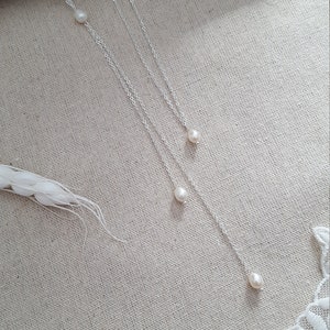 Baroque freshwater pearl wedding back necklace - Eclosion - bridal back necklace - silver wedding backless necklace - bridal back necklace