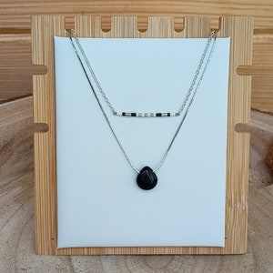 ensemble bijoux goutte Onyx miyuki colliers multi-rangs colliers argent 925 colliers superposés minimaliste collier rangs fait main image 5