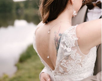 Removable stainless steel back necklace - Nélia bridal back necklace - wedding backless necklace bridal back necklace silver France