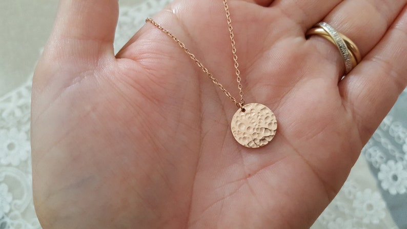 Pink gold necklace filled necklace hammered medallion woman Gold-Filled necklace gold women/'s necklace overlay jewel gift woman France