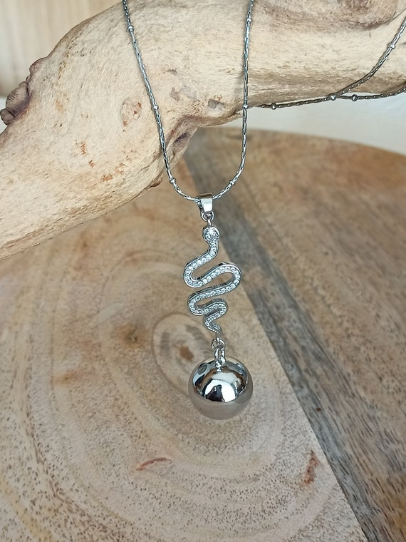 Bola Snake Future Mom Gift Pregnant Woman Necklace Jewel Musical Bola Ball  Harmony Stainless Steel Zirconium Silver - Etsy Ireland