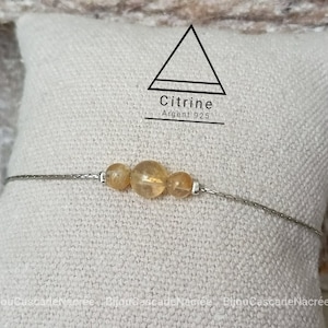 bracelet citrine stones woman,Bracelet rock crystal silver 925 semi precious, Natural stone jewelry, gift chain for friend woman