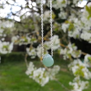 Aventurine Stainless Steel Drop Necklace Anti-Stress - Green Natural Stone Necklace Handmade Chakra Necklace France Women&#39;s Gift