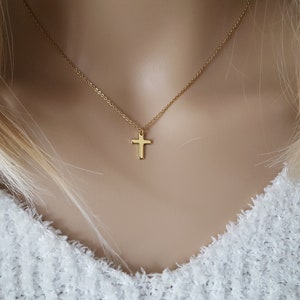 Stainless steel cross necklace medal necklace baptism communion Jesus Christ woman gold necklace woman Christian gift God France