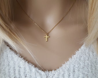 Stainless steel cross necklace medal necklace baptism communion jesus christ woman gold necklace woman christian gift god France