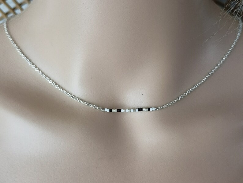 ensemble bijoux goutte Onyx miyuki colliers multi-rangs colliers argent 925 colliers superposés minimaliste collier rangs fait main image 7