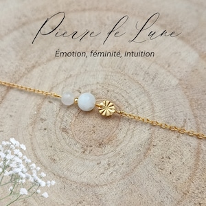 Moonstone Bracelet stainless steel gold natural stones woman, semi-precious stone, Jewelry stainless steel gold stones, Gift for friend
