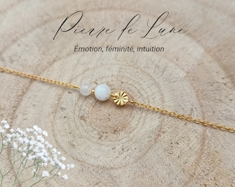 Pierre de lune Bracelet pierres naturelles femme, bracelet pierre semi précieuse, Bijou pierres, Pierre de protection,Cadeau pour amie