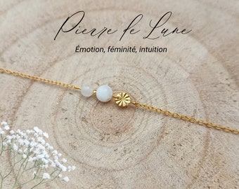 Piedra Luna Pulsera de piedra natural para mujer, pulsera de piedras semipreciosas, joya de piedra, piedra de protección, regalo para amiga