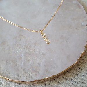 Necklace medal 3 microns necklace medal 3 zirconiums gold plated round chain woman 18 k necklace woman necklace gold lady gift woman France image 3