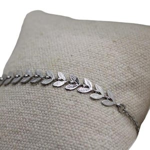 Pulsera de laurel de acero inoxidable joyería de mujer Pulsera de cadena joyería fina cadena de espiga de trigo plata hecha a mano Francia