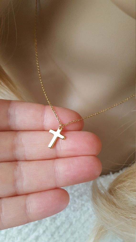 Baptism necklace shop for girl gold